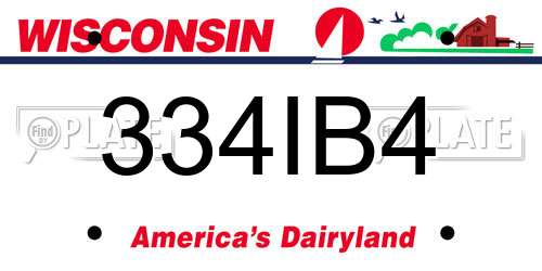 334IB4 Wisconsin License Plate