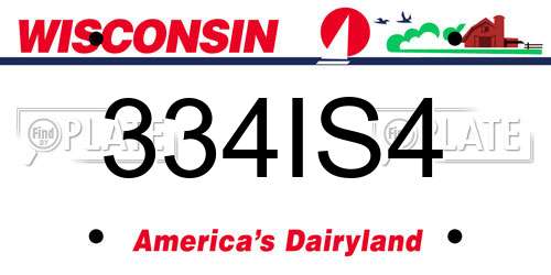 334IS4 Wisconsin License Plate
