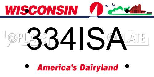 334ISA Wisconsin License Plate