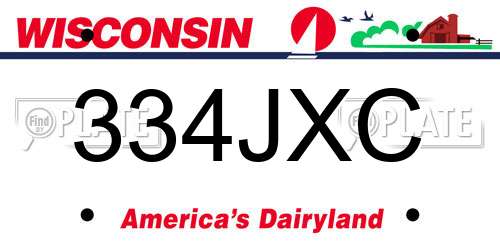 334JXC Wisconsin License Plate