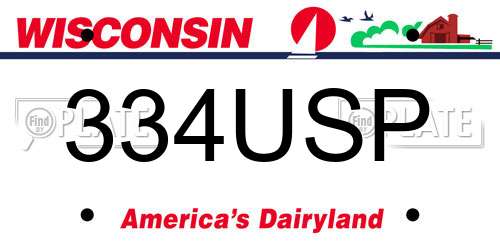 334USP Wisconsin License Plate