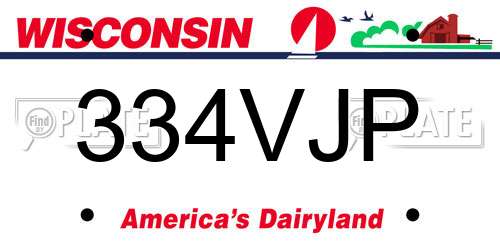 334VJP Wisconsin License Plate