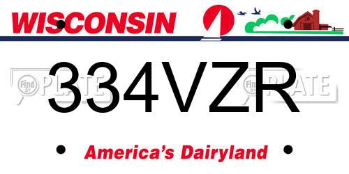 334VZR Wisconsin License Plate