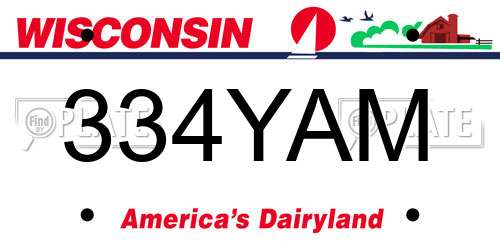 334YAM Wisconsin License Plate