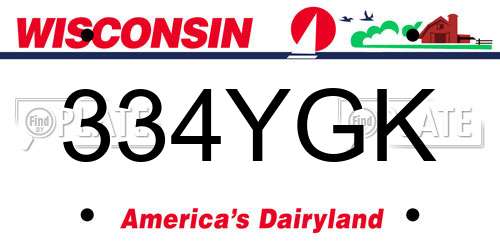 334YGK Wisconsin License Plate