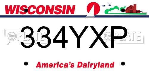 334YXP Wisconsin License Plate