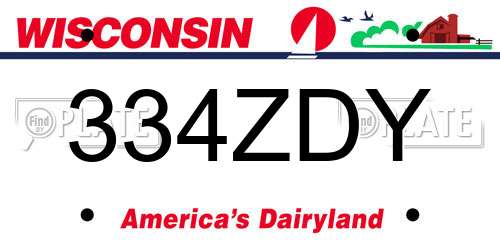 334ZDY Wisconsin License Plate