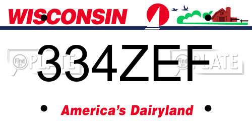 334ZEF Wisconsin License Plate