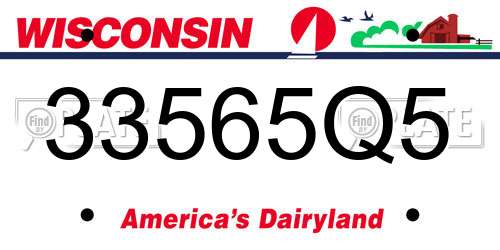 33565Q5 Wisconsin License Plate