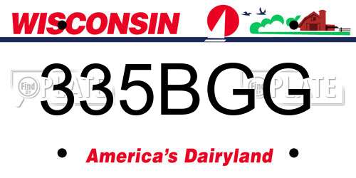 335BGG Wisconsin License Plate