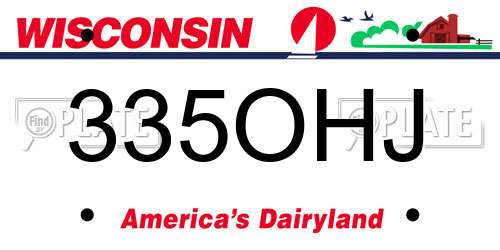 335OHJ Wisconsin License Plate