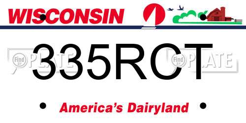 335RCT Wisconsin License Plate