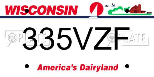 335VZF Wisconsin License Plate