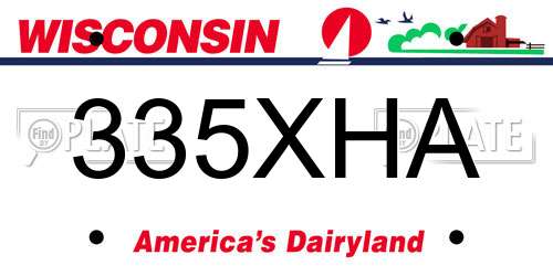 335XHA Wisconsin License Plate