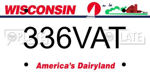 336VAT Wisconsin License Plate