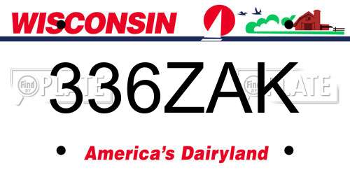 336ZAK Wisconsin License Plate