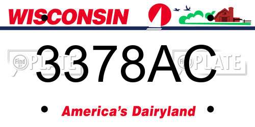 3378AC Wisconsin License Plate