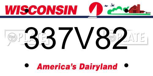 337V82 Wisconsin License Plate