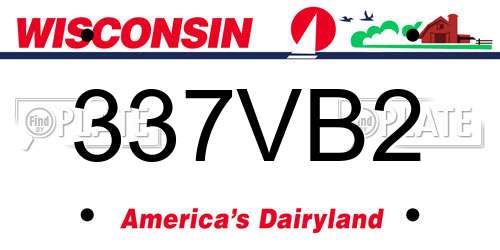 337VB2 Wisconsin License Plate