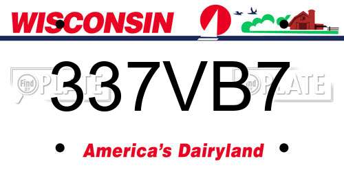337VB7 Wisconsin License Plate