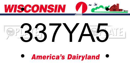337YA5 Wisconsin License Plate