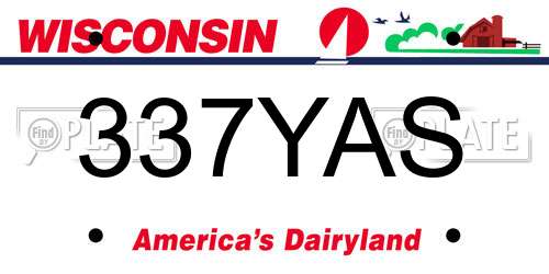 337YAS Wisconsin License Plate