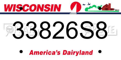 33826S8 Wisconsin License Plate