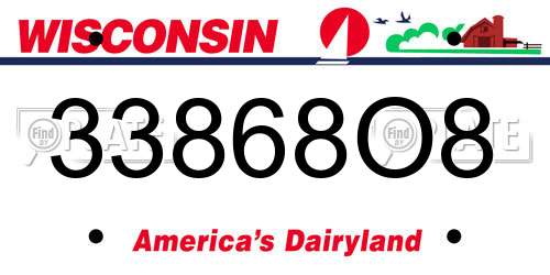 33868O8 Wisconsin License Plate