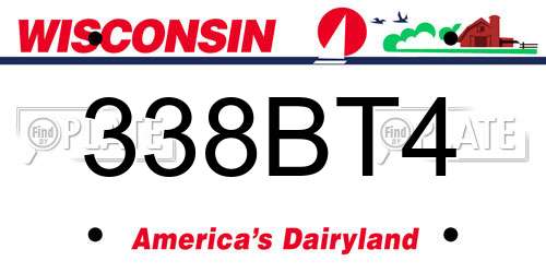 338BT4 Wisconsin License Plate