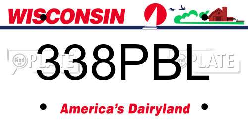 338PBL Wisconsin License Plate