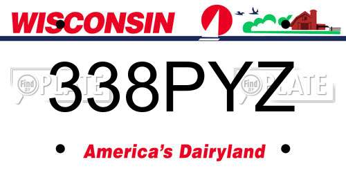 338PYZ Wisconsin License Plate