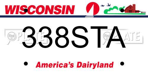 338STA Wisconsin License Plate