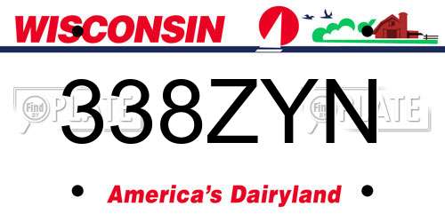 338ZYN Wisconsin License Plate