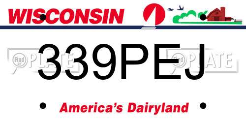 339PEJ Wisconsin License Plate