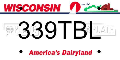 339TBL Wisconsin License Plate