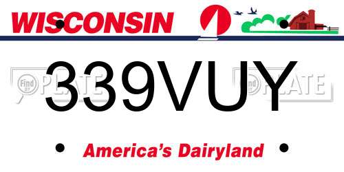 339VUY Wisconsin License Plate