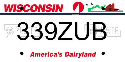 339ZUB Wisconsin License Plate