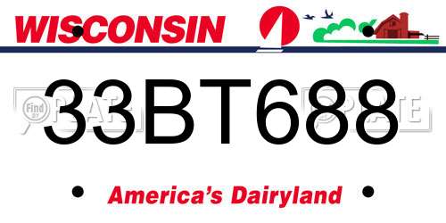 33BT688 Wisconsin License Plate