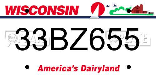 33BZ655 Wisconsin License Plate