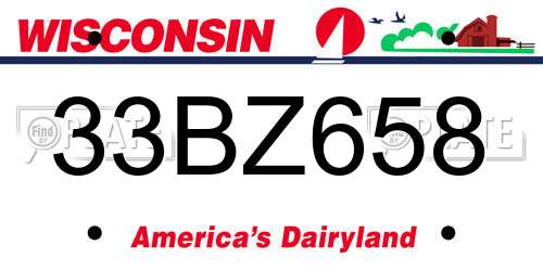 33BZ658 Wisconsin License Plate