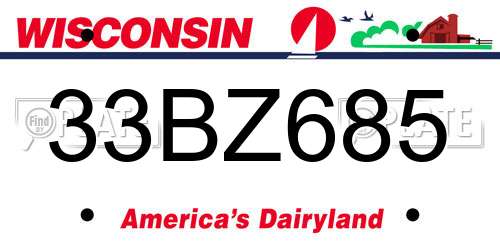 33BZ685 Wisconsin License Plate