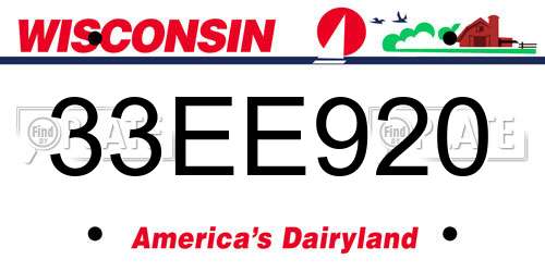 33EE920 Wisconsin License Plate