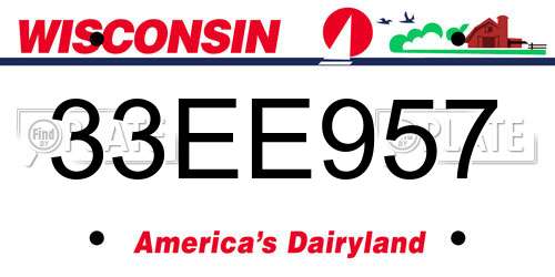 33EE957 Wisconsin License Plate