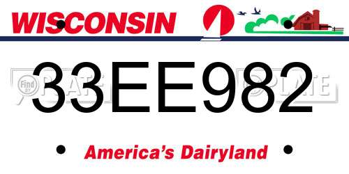 33EE982 Wisconsin License Plate