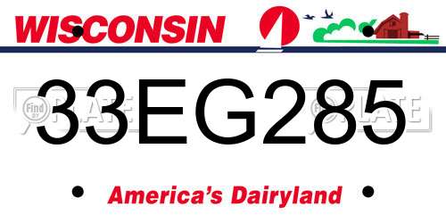 33EG285 Wisconsin License Plate