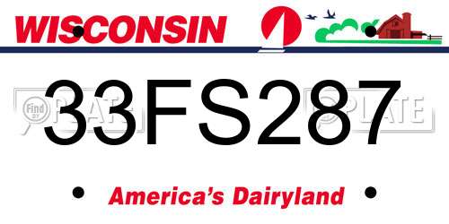 33FS287 Wisconsin License Plate