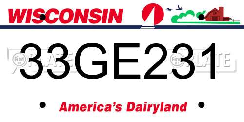 33GE231 Wisconsin License Plate