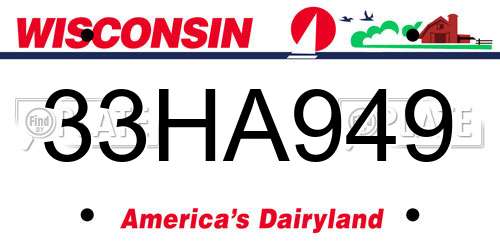 33HA949 Wisconsin License Plate