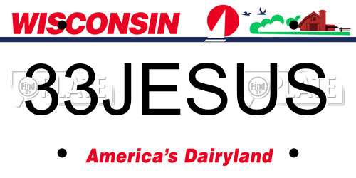 33JESUS Wisconsin License Plate
