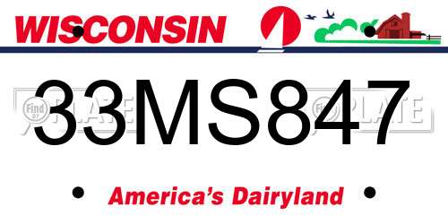 33MS847 Wisconsin License Plate